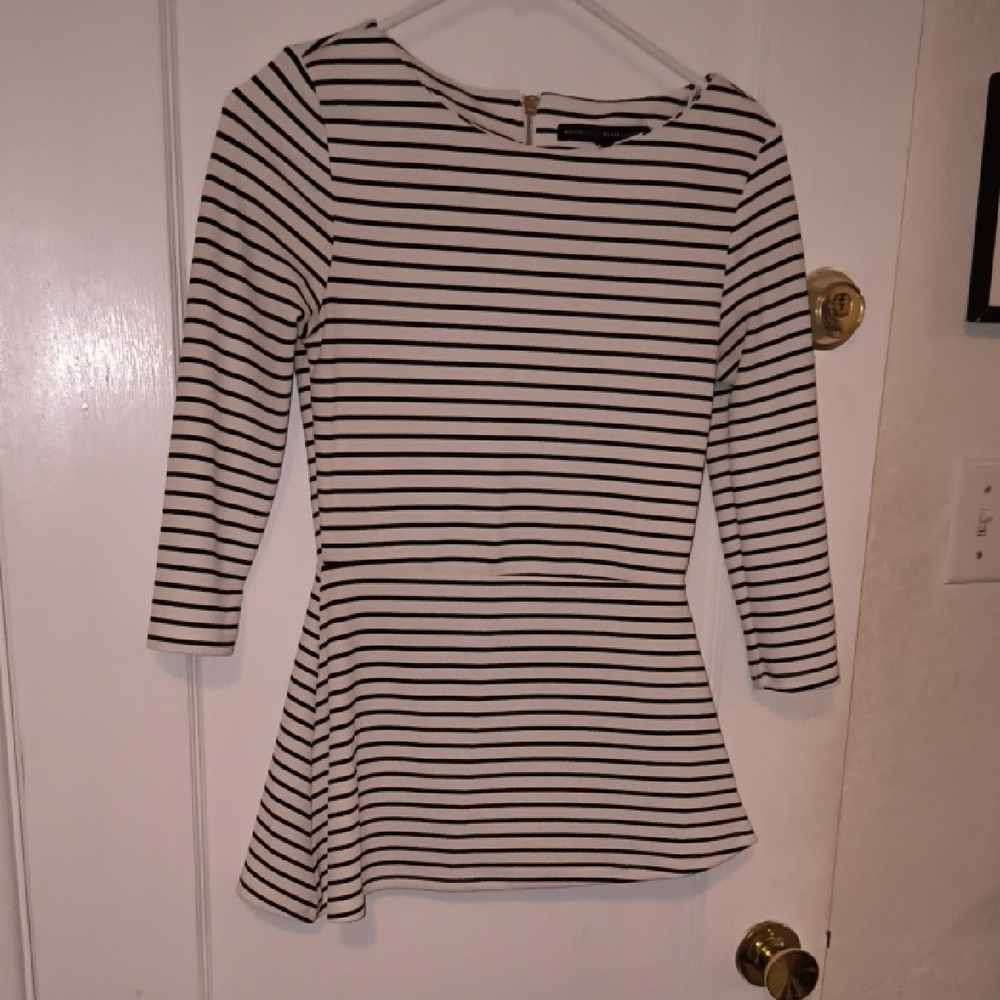 White House Black Market | Striped Peplum Top